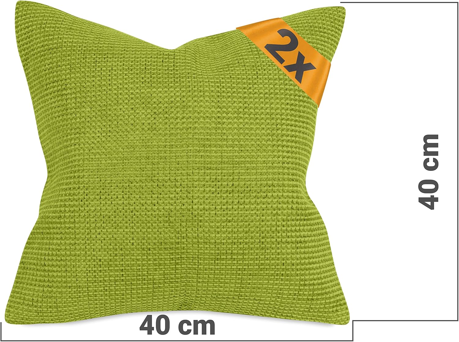 Detalle de Lot de 2 Housses de Coussin 40x40 cm Vert Clair – Tissage texturé et style raffiné