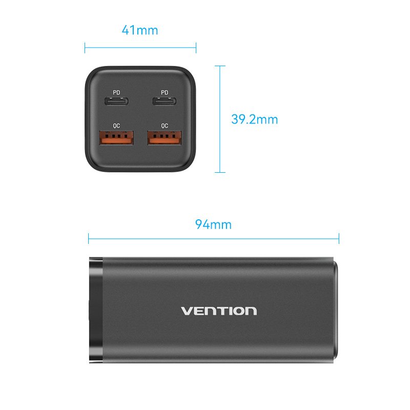 Detalle 2 de Vention FBSBG-EU Cargador GaN PD 100 W para portátiles