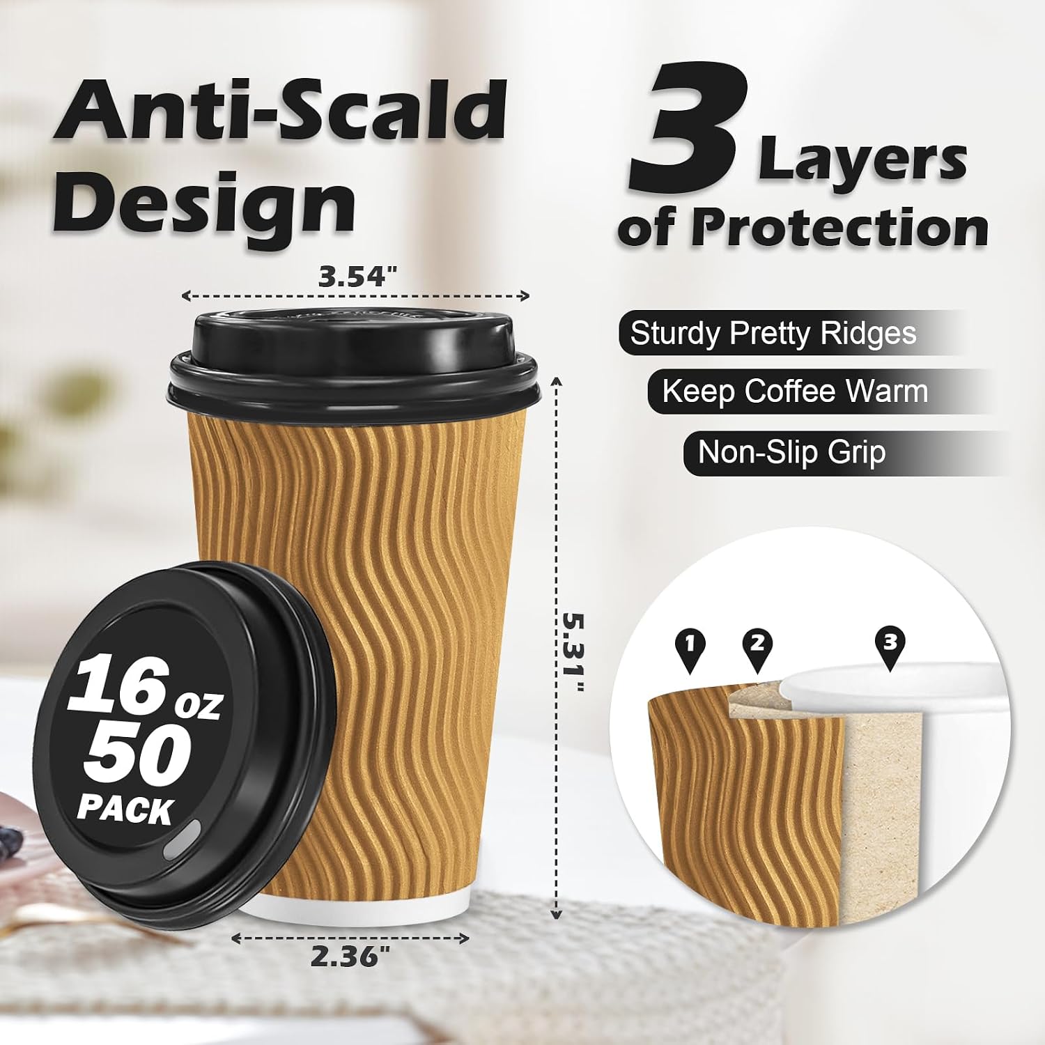 Detalle de Lamosi Disposable Paper Cups, 16 oz