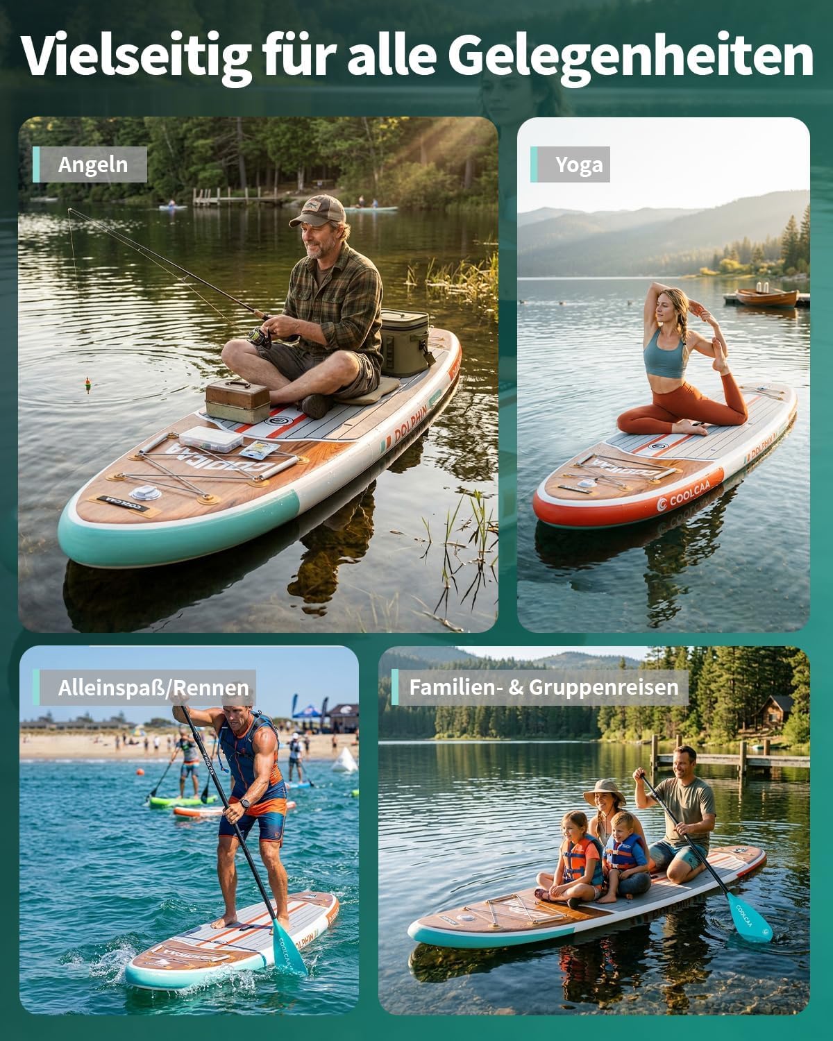 Thumbnail 6 de COOLCAA SUP Board 355 cm – Extra Großes aufblasbares Stand-Up Paddle Board Set