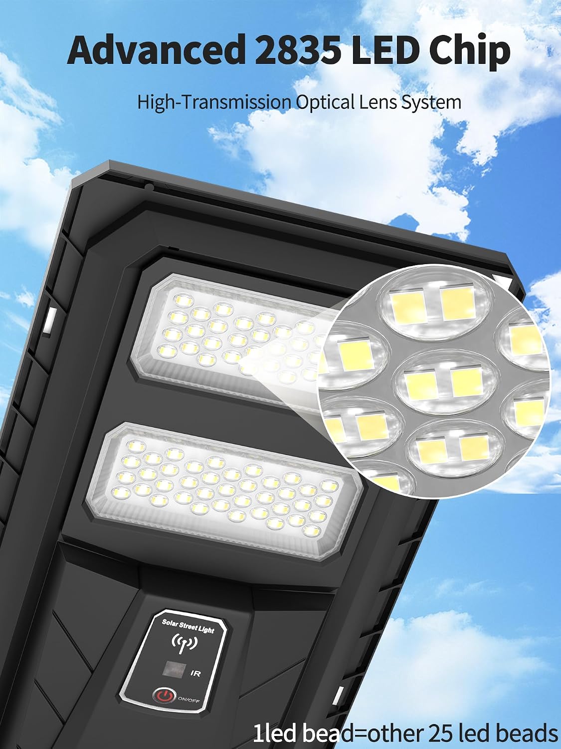 Detalle de Ofuray Lampione Solare Led Esterno (OLT-2Pack) con Pannello Solare, IP67, 3 Temperature di Colore