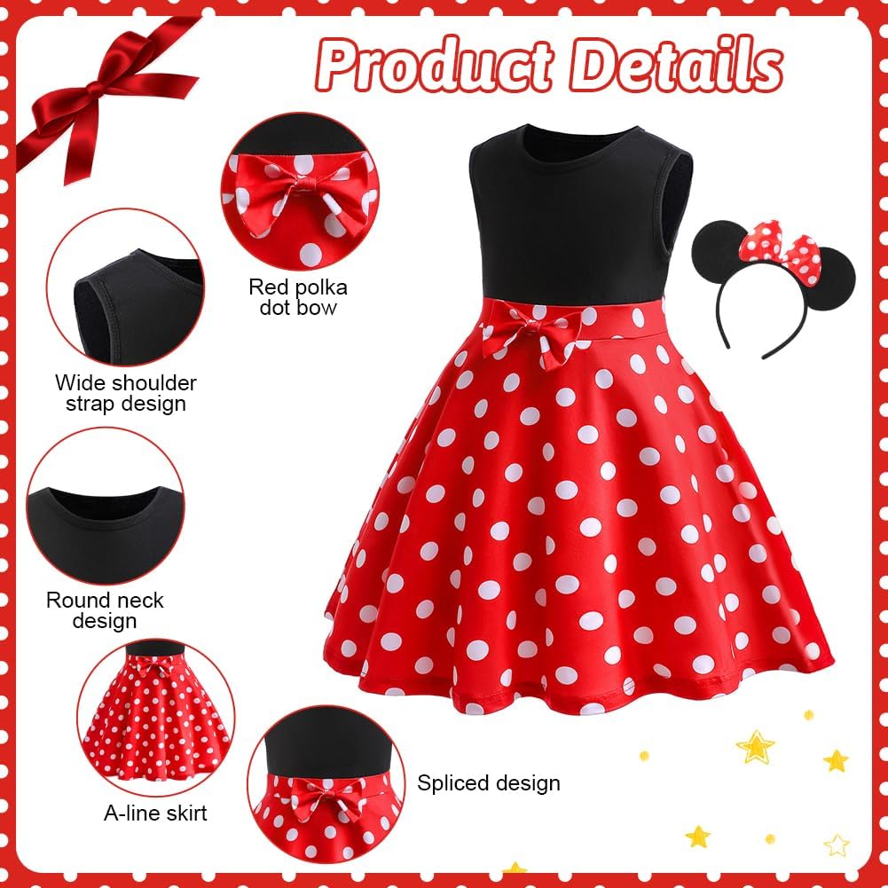 Thumbnail 2 de DiULi Vestito Costume 2 Pcs Ragazza con Cerchio per Capelli e Gonna Tutu Pois – Costume Mouse per Bambine 100-130