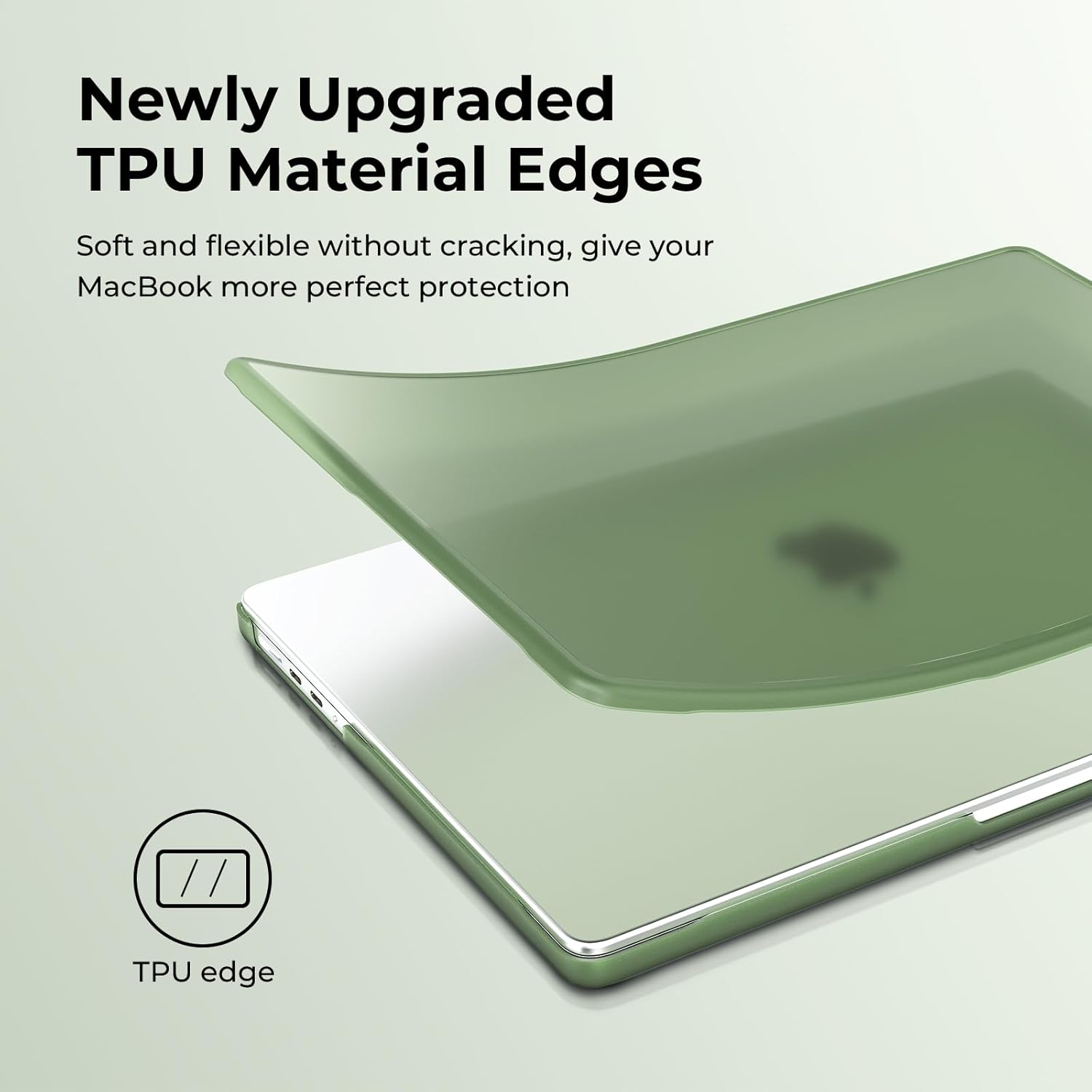 Thumbnail 1 de BlueSwan Case for 14-inch MacBook Pro (M1–M6/2021–2026): TPU Frame + Frosted Green Ultra-thin Protective Cover