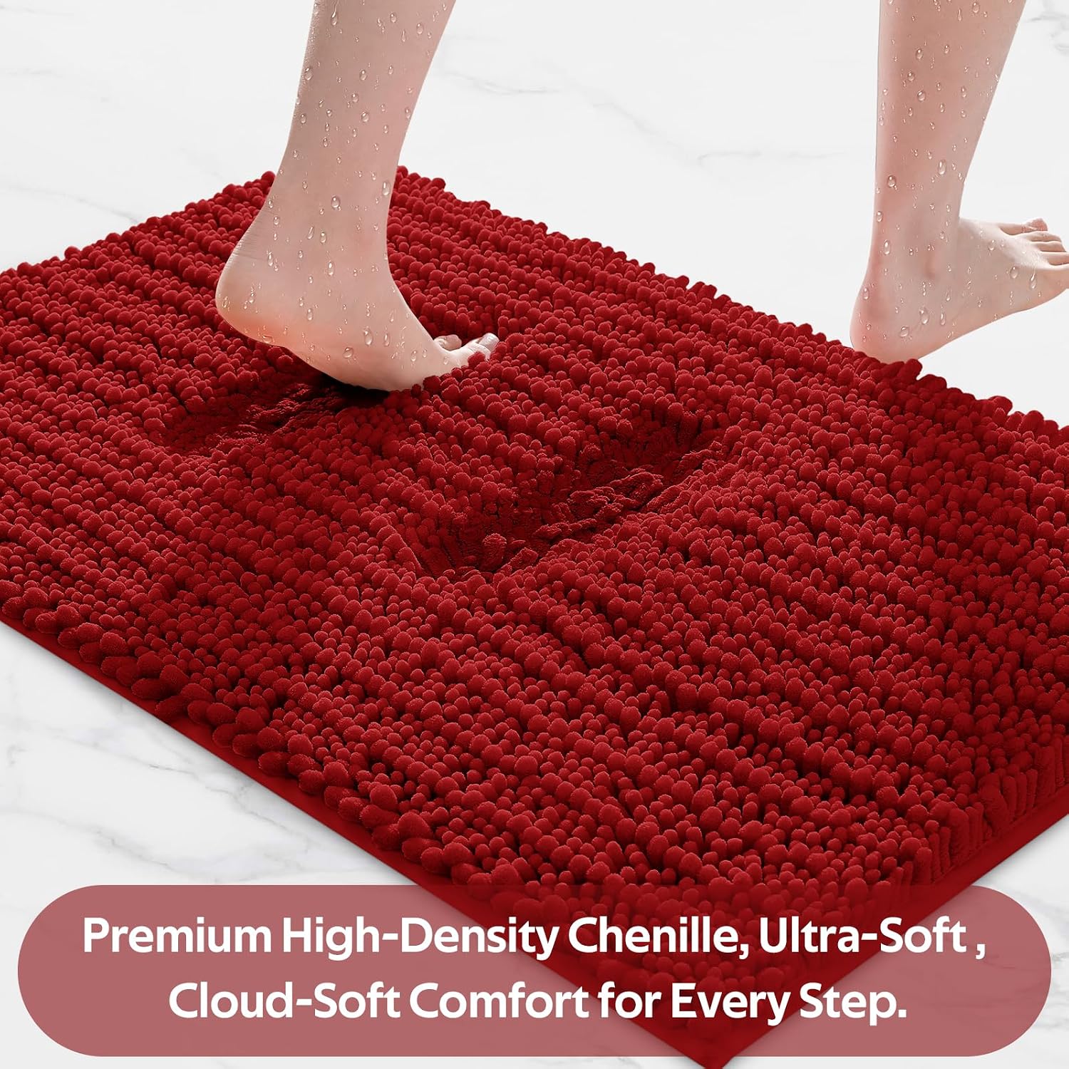 Thumbnail 2 de ACCUMTEK Upgrade Extra Large Red Bath Rug Set 3-piece