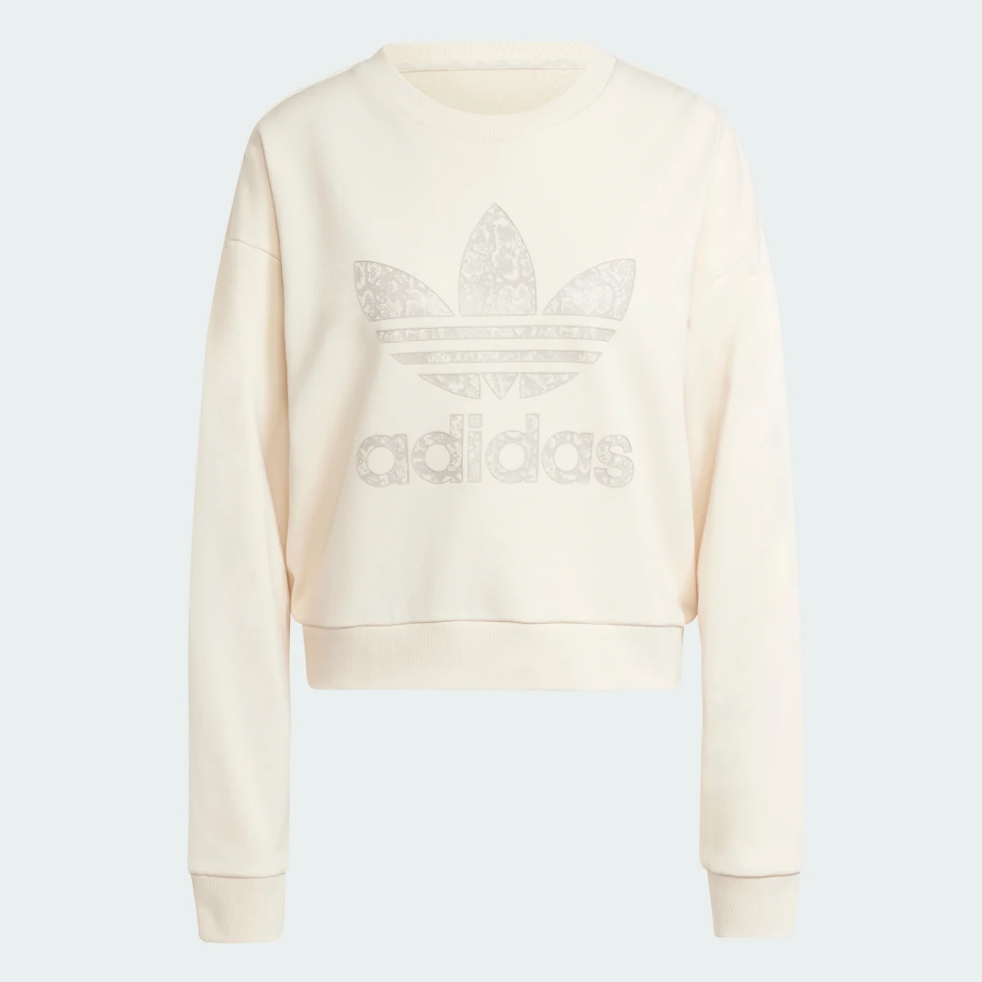 Detalle de Sudadera Adidas Snake cuello redondo — color Blanco