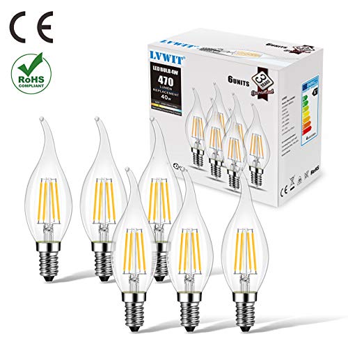 Thumbnail 6 de LVWIT Lampadine LED E14 Warm 2700K – 4W (40W equivalenti), 470 LM, Filamento Vintage, Pacco 6 unità