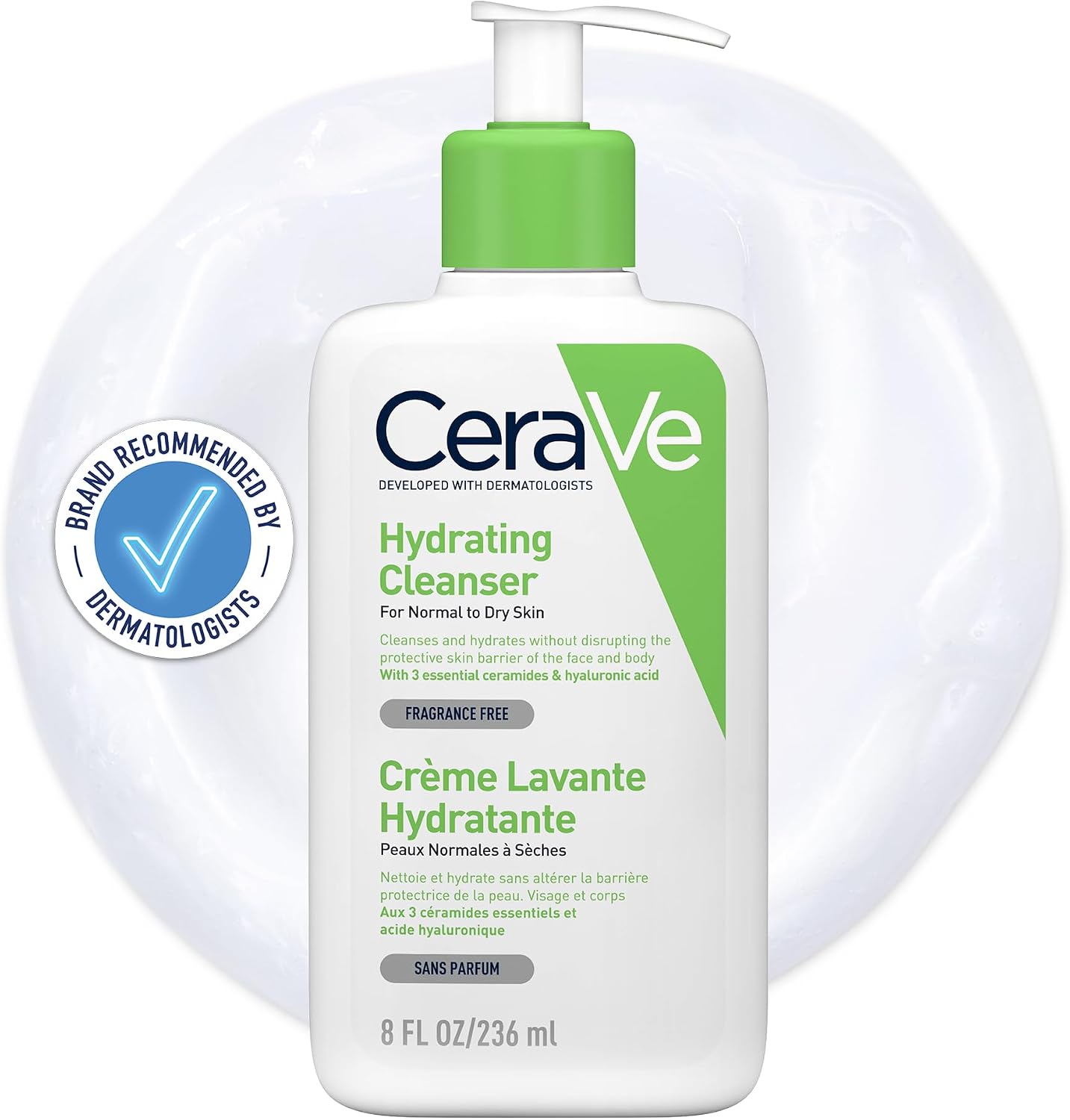 Detalle de CeraVe Hydrating Cleanser for Normal to Dry Skin with Hyaluronic Acid (236ml)