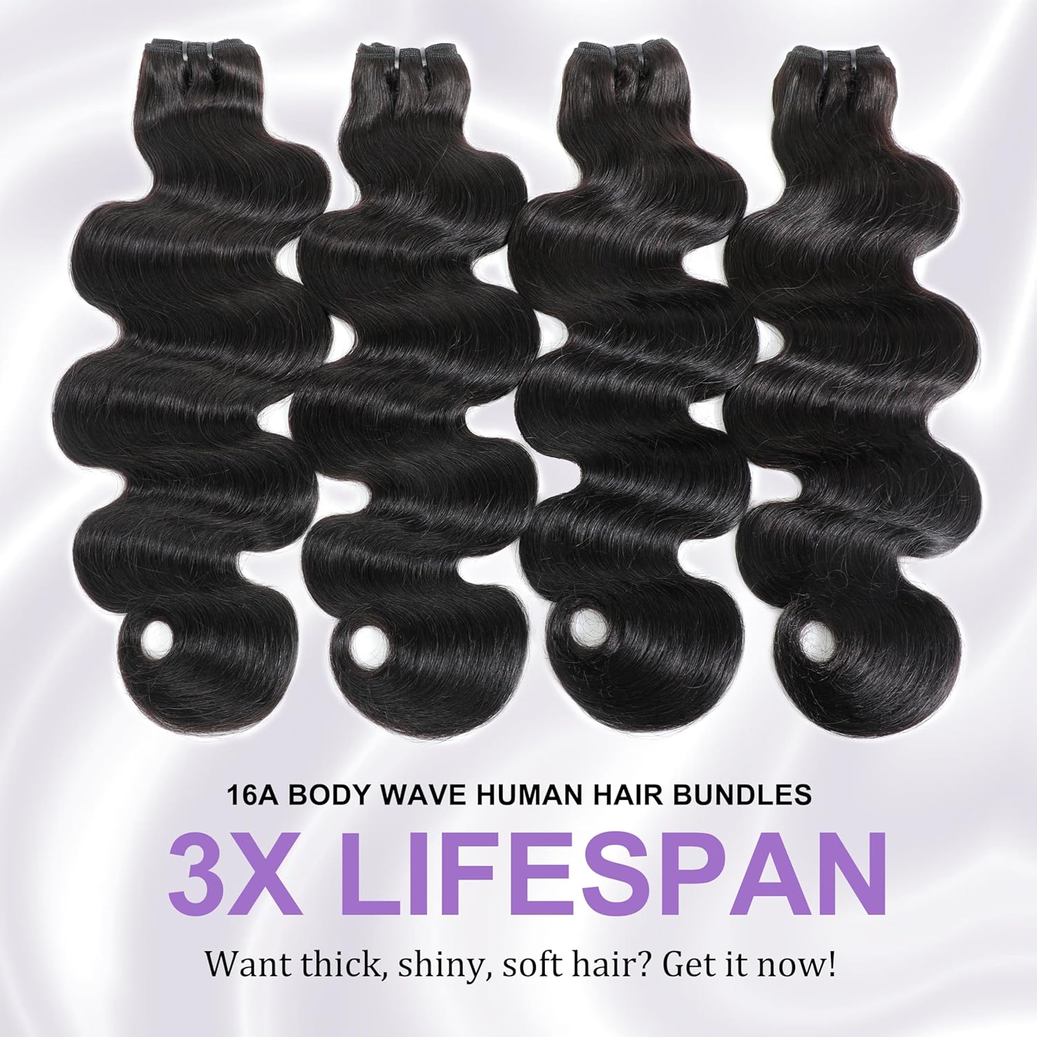 Thumbnail 1 de 16A Body Wave 3 Bundle Pack — Virgin Indian Hair Extensions (20, 22, 24 inches) with Direction Cuticles