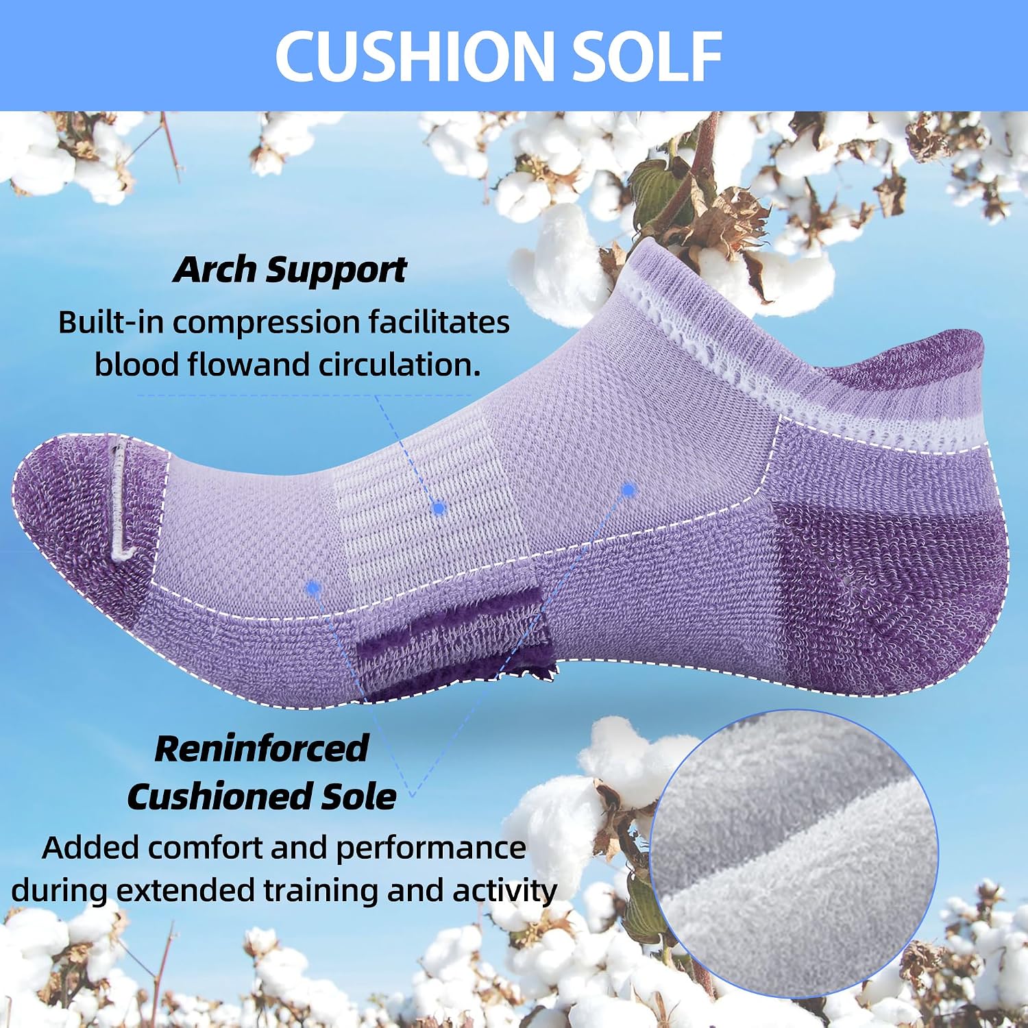 Detalle de ATBITER Women's Ankle Socks, 6 Pairs