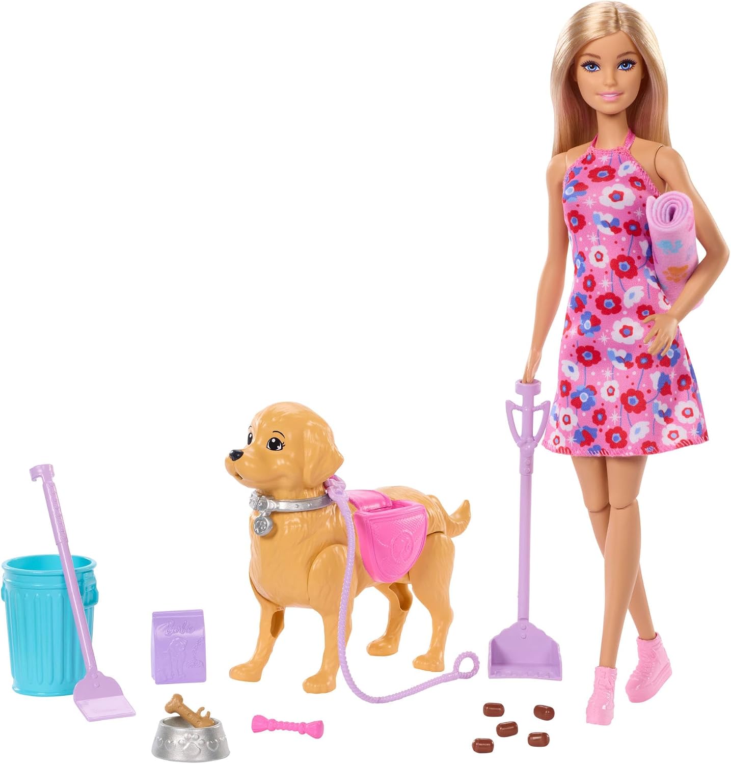 Detalle de Barbie Set Cagnolina Cammina e fa i bisogni con Malibu: passeggiata interattiva per bambine 3+