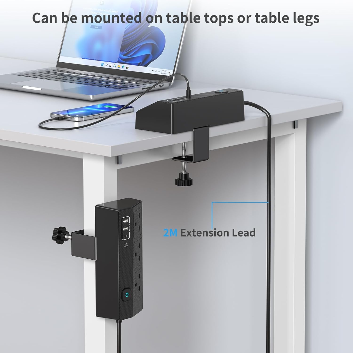 Thumbnail 5 de HAFINO Desk Power Socket with USB-C Slots – 7-in-1 Desk Extension Lead