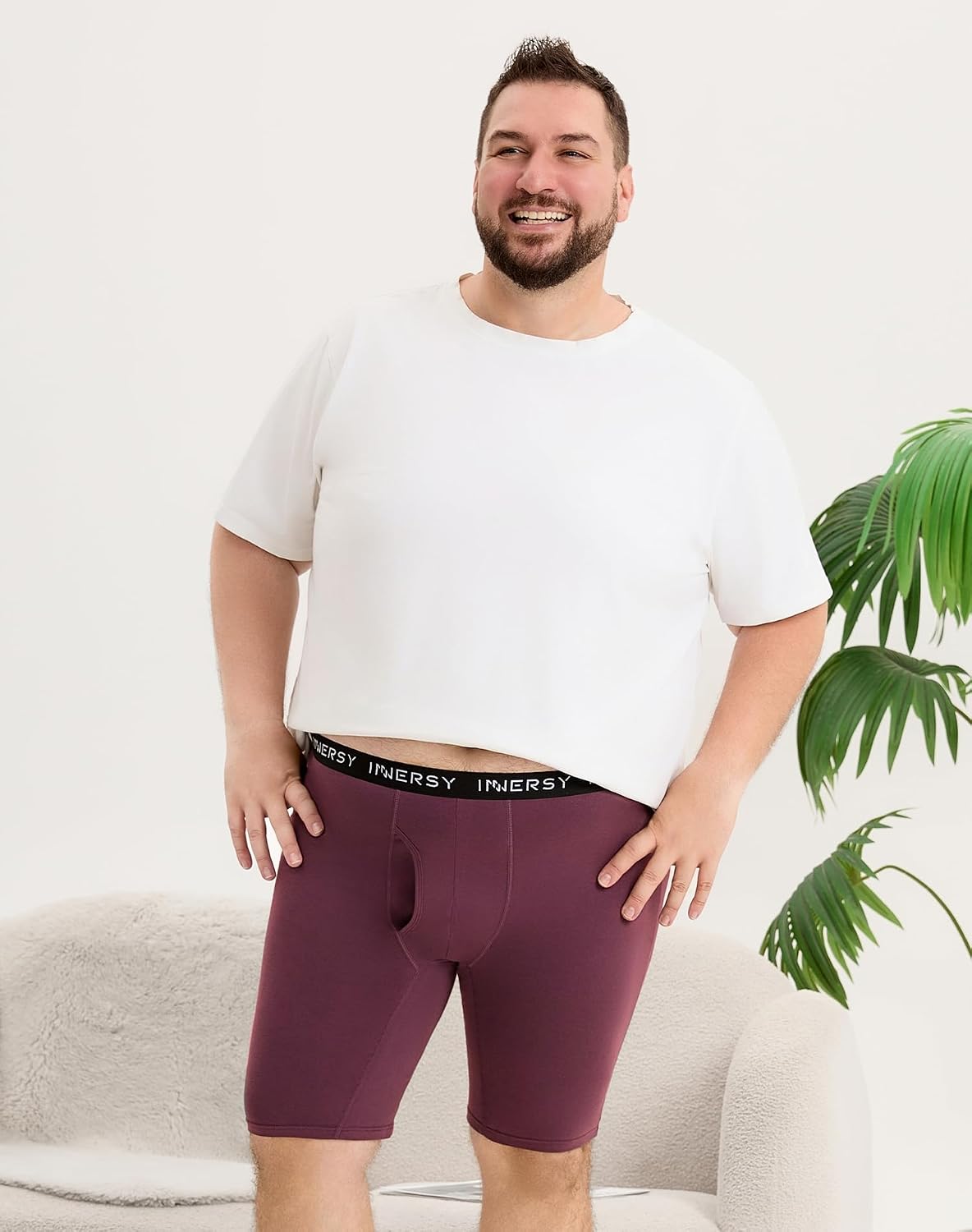Detalle 2 de INNERSY Boxershorts Herren Große Größen XL–6XL, 4er Pack aus Baumwolle mit Eingriff