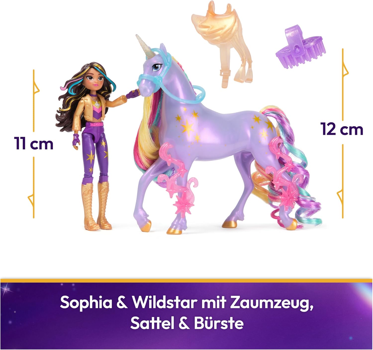 Thumbnail 1 de Unicorn Academy Sophia und Einhorn Wildstar Set – ca. 12 cm, Originalfiguren mit abnehmbarem Sattel und Zubehör