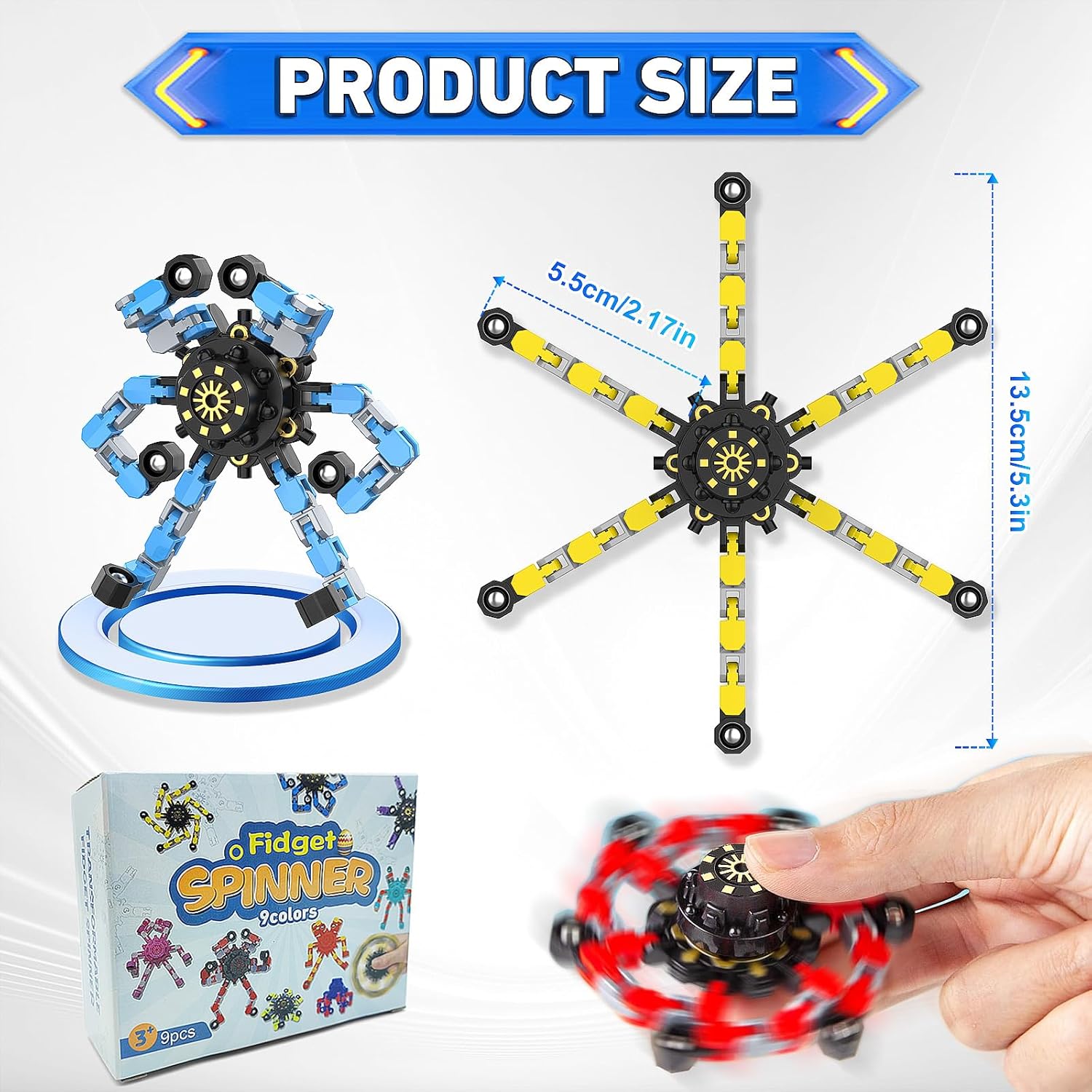 Detalle de Transformable Fidget Spinner Chain Set (9PCS) for Easter Basket Stuffers