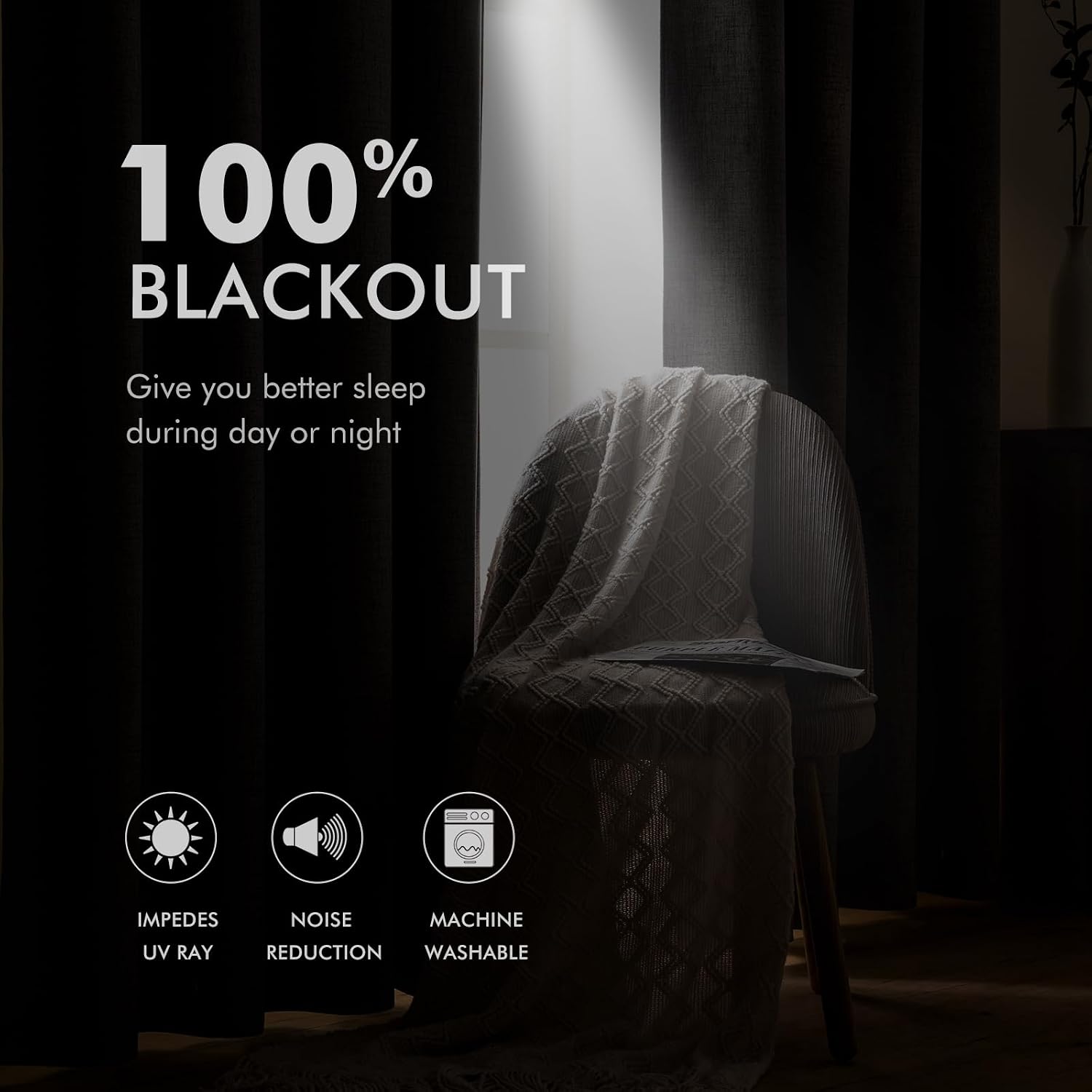 Detalle de MIULEE 2 Blackout Curtains, 52 x 96 Inch, Dusty Blue, Grommet Top