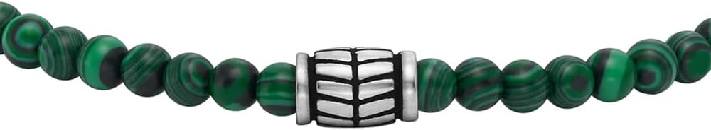 Detalle 2 de Fossil Herren-Edelstahl-Perlenarmband mit Schieberverschluss – poliert, 250 mm