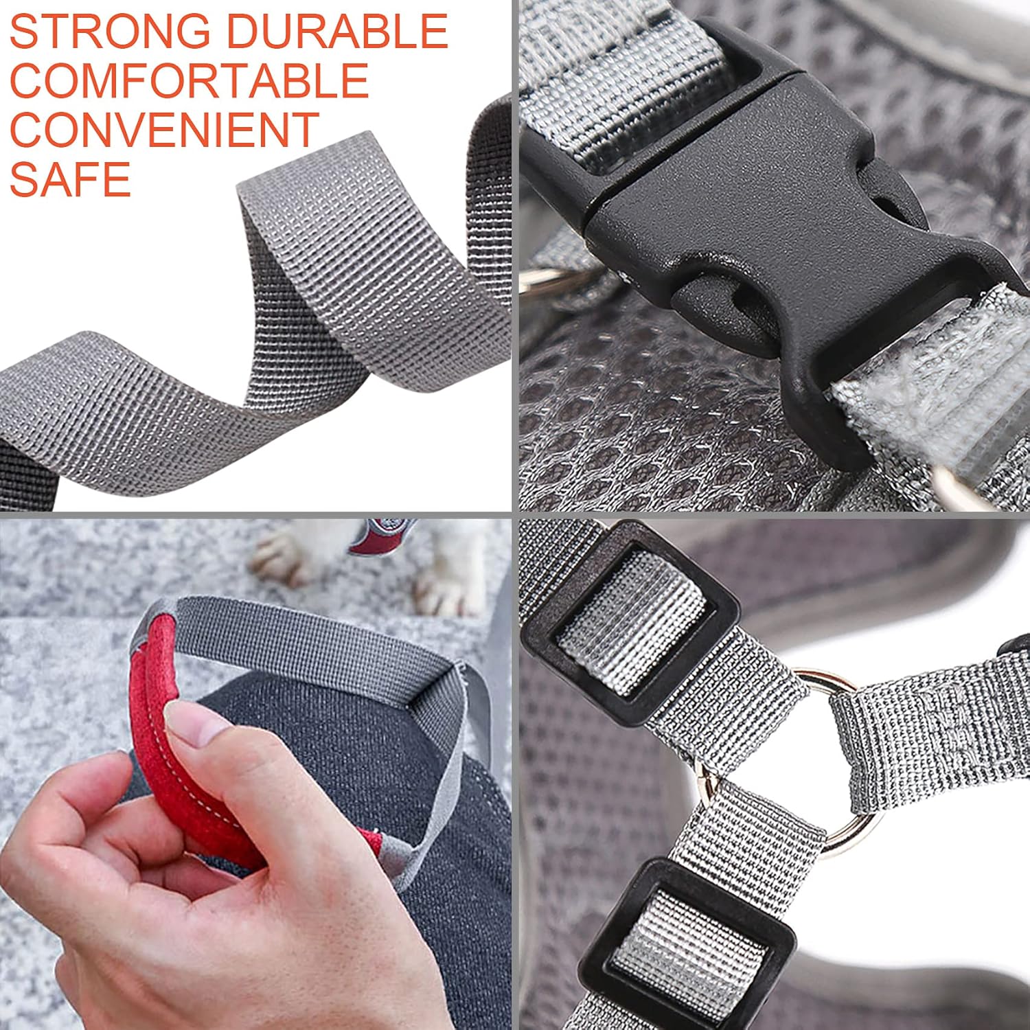 Thumbnail 5 de Wocharm Dogs Breathable Harness with Leash (Adjustable) – Size L, Grey