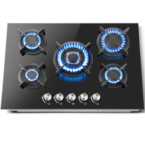 Thumbnail 7 de SNDOAS Piano Cottura 5 Fuochi 70 cm Nero – 10400 W, accensione elettronica e conversione GN/GPL