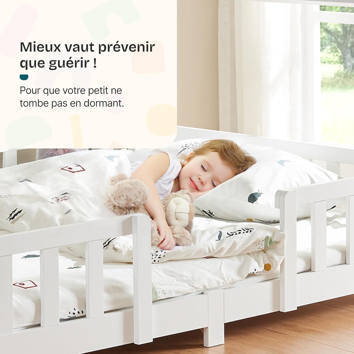 Thumbnail 5 de [en.casa] Lit d'enfant Design en Forme Maison avec Grille de Protection – Pin massif et contreplaqué, 200 x 90 cm, Blanc Mat