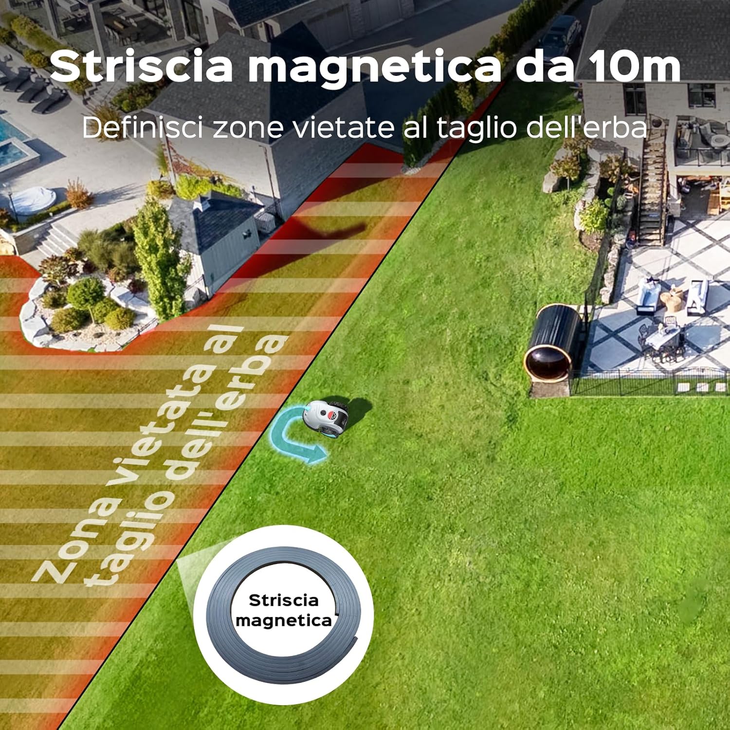 Thumbnail 4 de YARDCARE V100 Robot Tagliaerba senza filo con navigazione visiva e gestione ostacoli