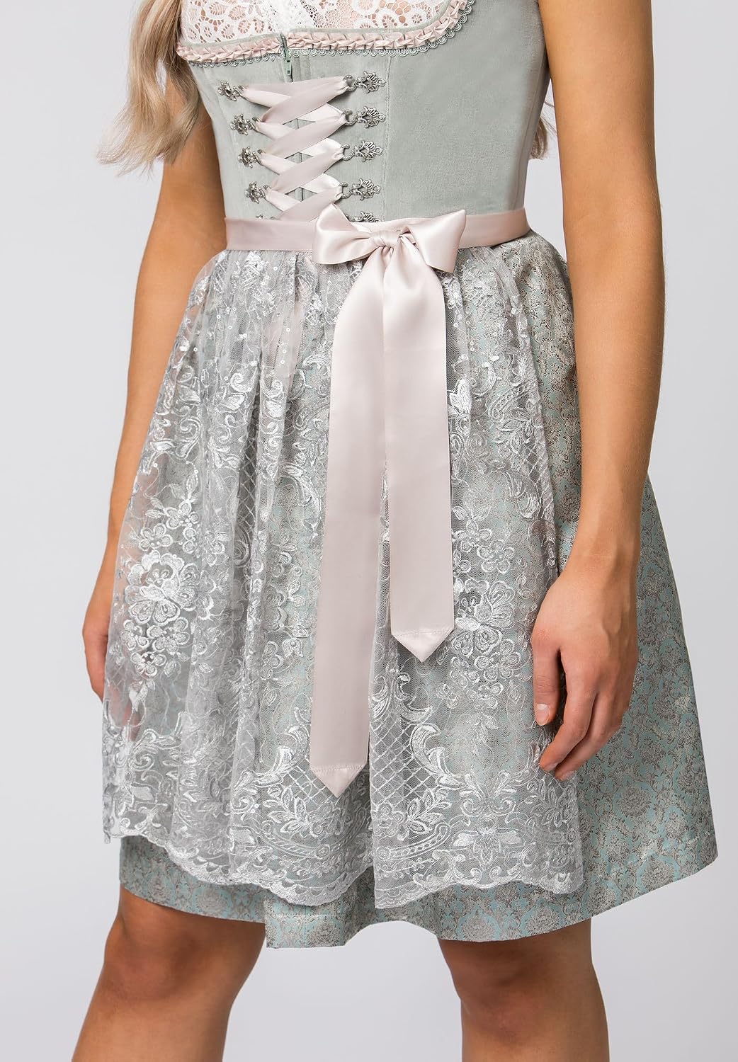 Detalle de Wiesnwuid Dirndl Loredana Robe, Sauge, 40 Femmes