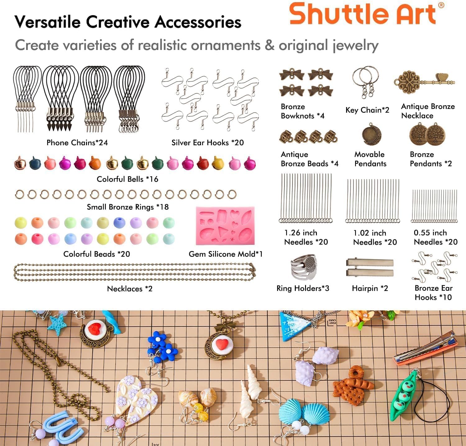 Detalle 2 de Shuttle Art 82 Polymer Clay Set – buntes Ofenhärtendes Modelliermasse-Set mit 19 Schnitzwerkzeugen und 16 Zubehörteilen