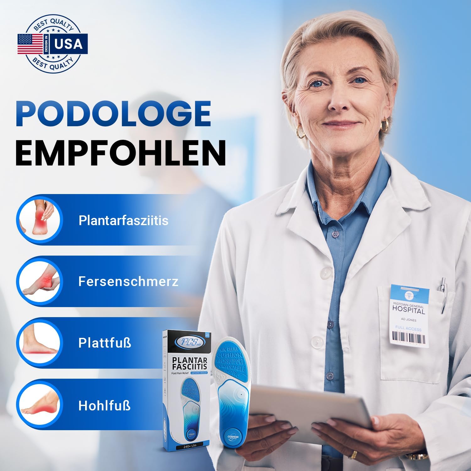 Detalle de PCSsole Orthopädische Einlagen Gen 2 – Unterstützung bei Fersensporn und Plattfüßen