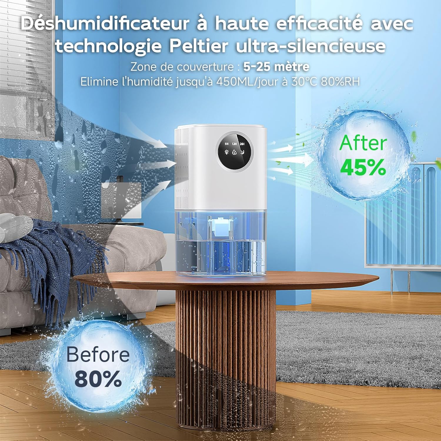 Detalle de Deshumidificateur 50㎡ avec écran tactile ⚙