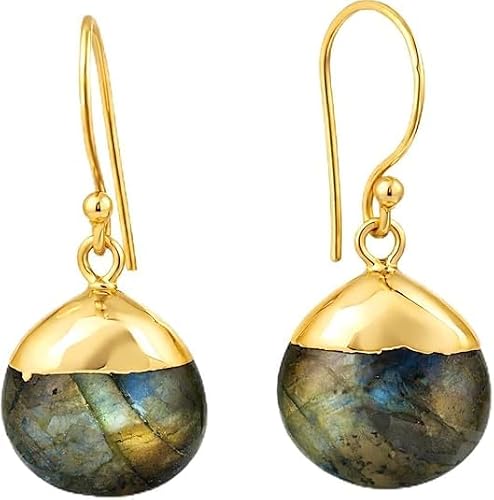 Detalle de GEMPIRES Labradorite Teardrop Dangle Earrings, Brownish Golden