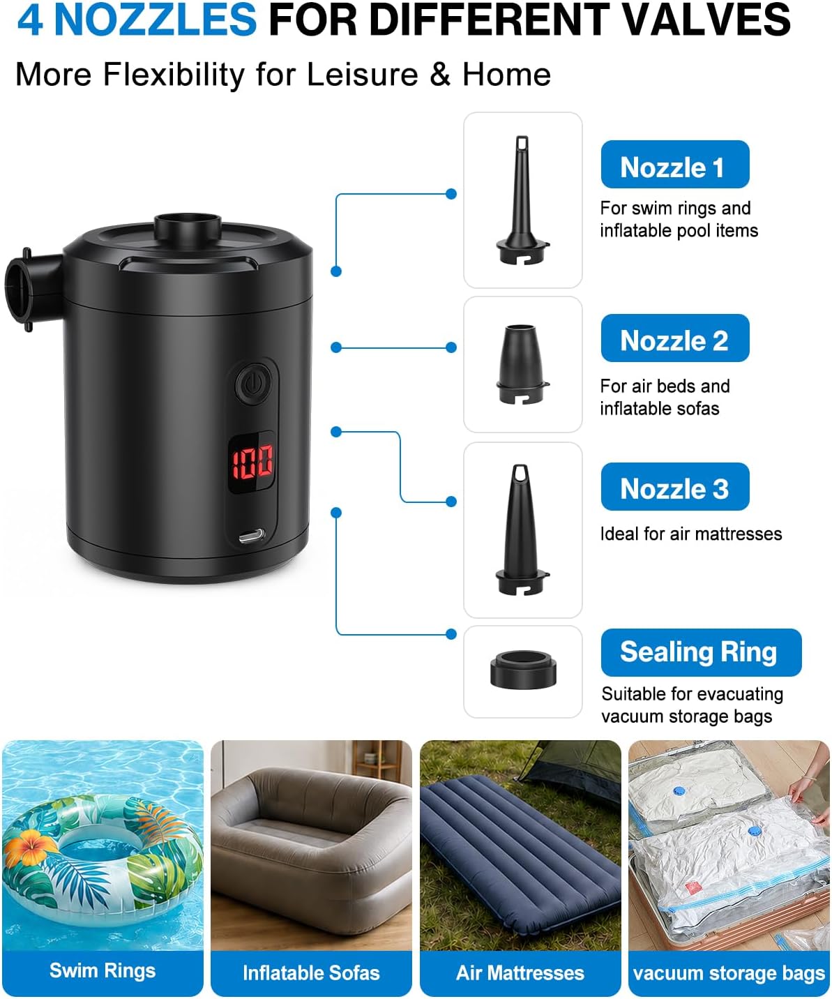 Thumbnail 3 de Lytool Electric Air Pump: Portable 4 KPa Rechargeable Mini Pump with LED Display