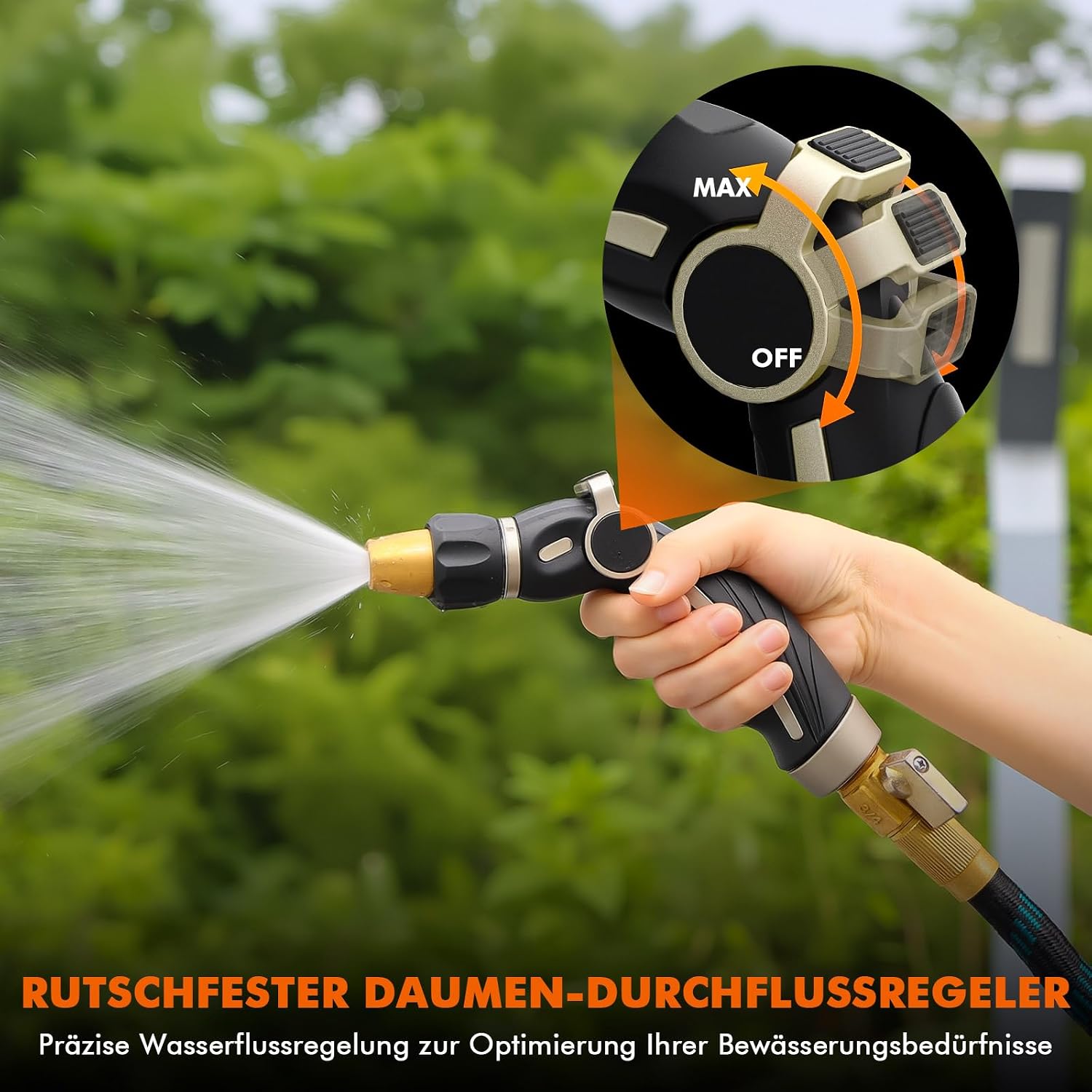 Thumbnail 5 de RESTMO Gartenbrause Metall – robuste Hochdruck-Gartenschlauchdüse mit Self-Lock, 9 Sprühmuster