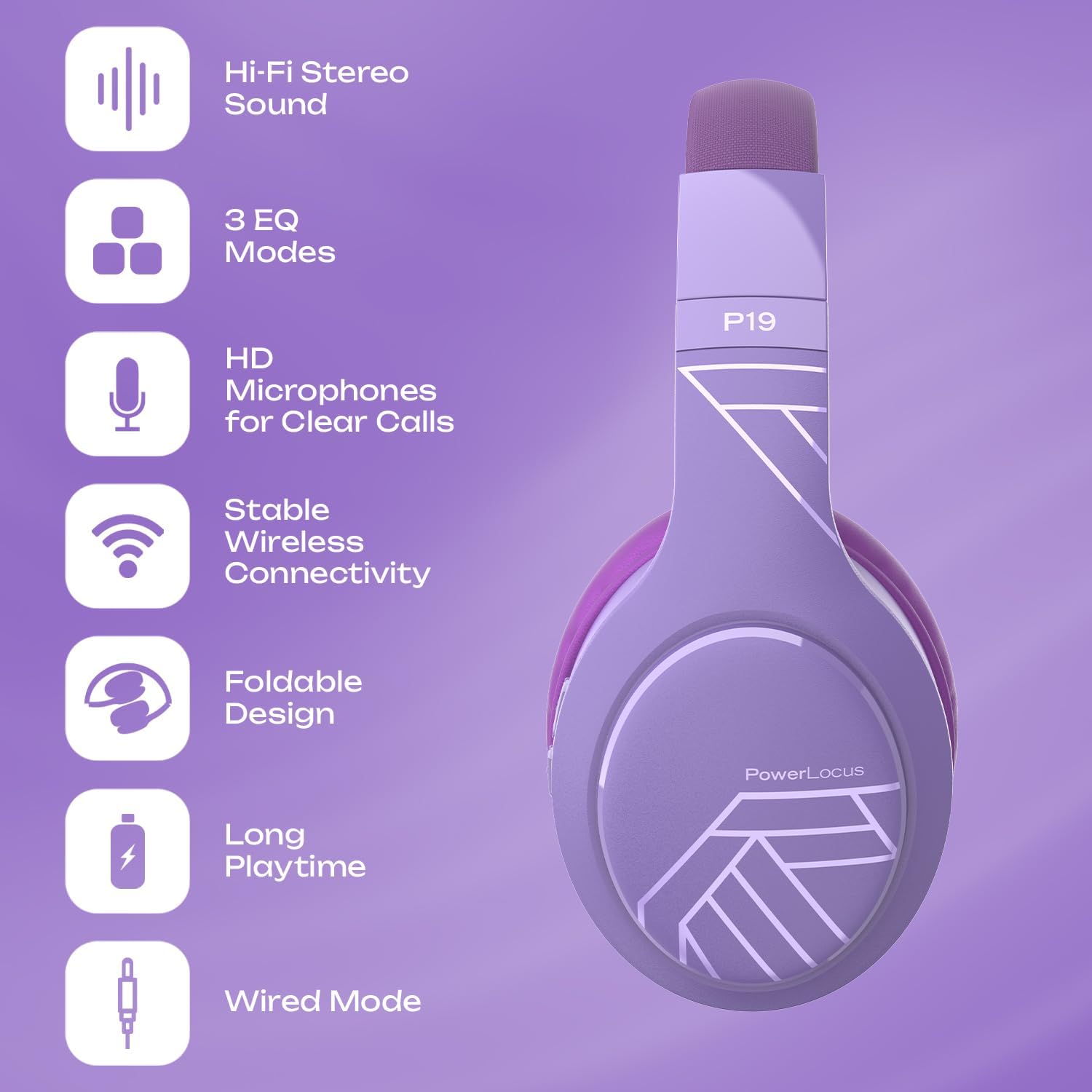 Detalle 2 de PowerLocus P19 Casque Bluetooth 60 heures
