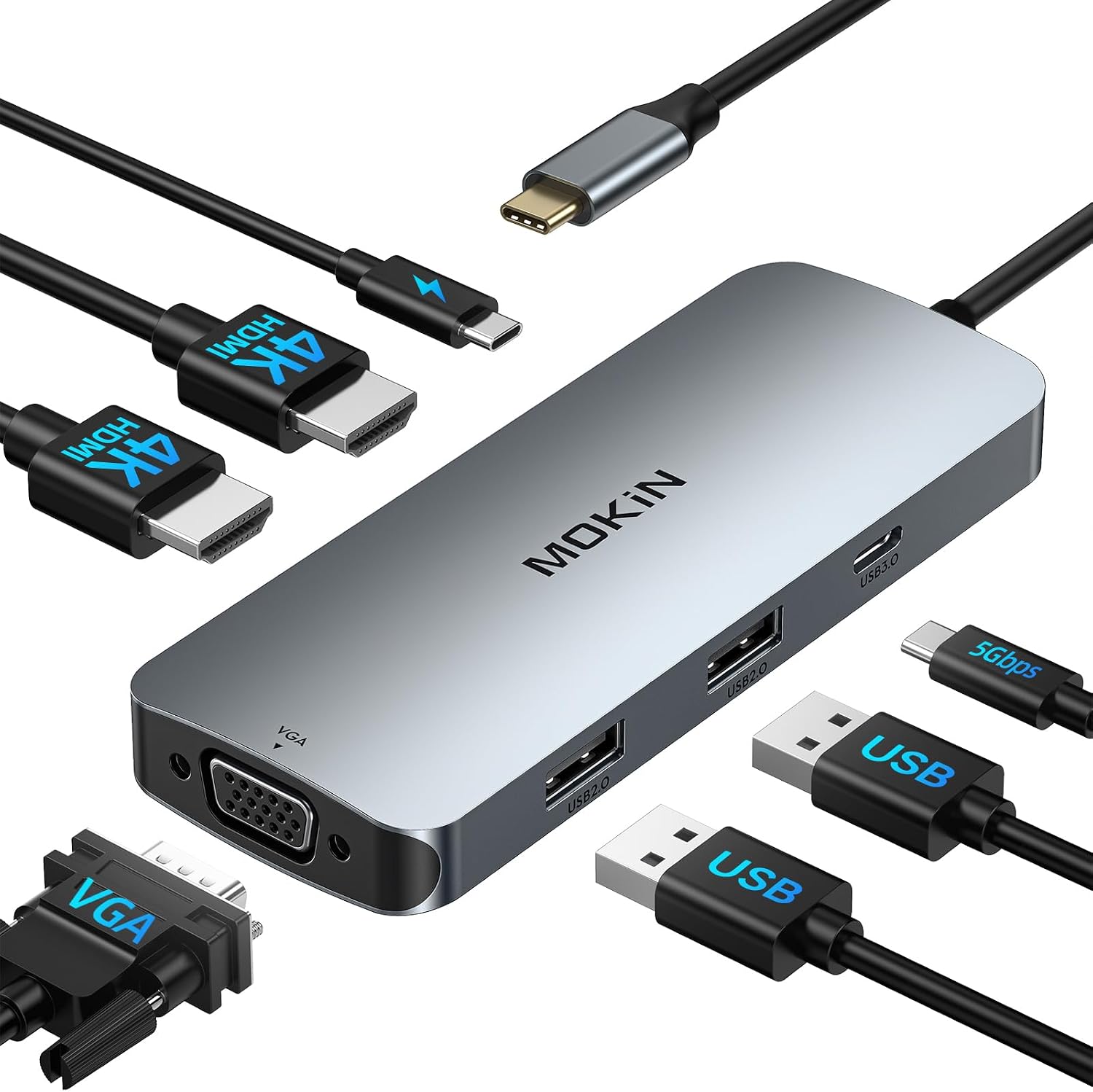 Detalle de MOKiN Laptop Docking Station 7-in-1 for Dual HDMI