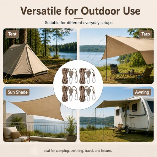 Detalle de Creechwa Reflektierende Abspannseile mit Spannen (4 m) – für Sonnensegel und Outdoor- Anwendungen