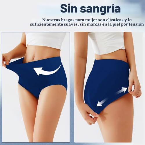 Detalle de TUUHAW bragas de talle alto, pack de 5 XL con entrepierna de algodón