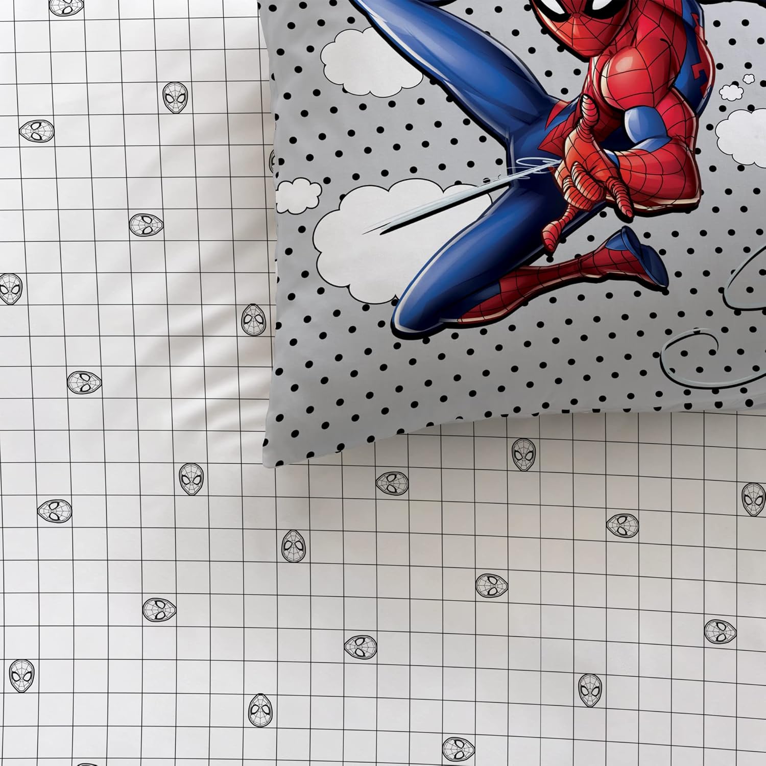 Thumbnail 1 de Parure de lit enfant Spiderman Hero en coton 100% OEKO-TEX (housse 140x200 + taie 63x63) gris