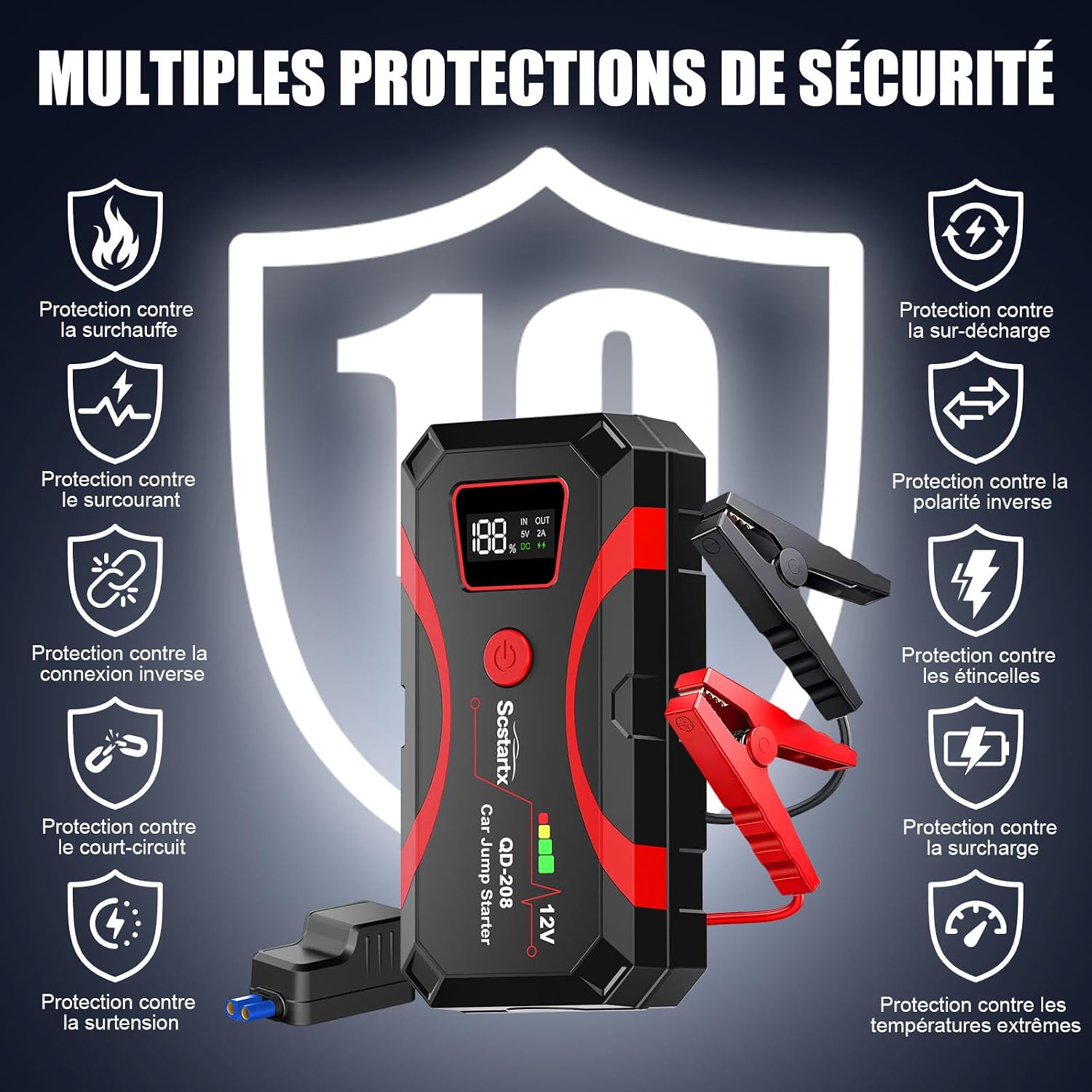 Thumbnail 4 de Démarreur 2000A Jump Starter batterie voiture