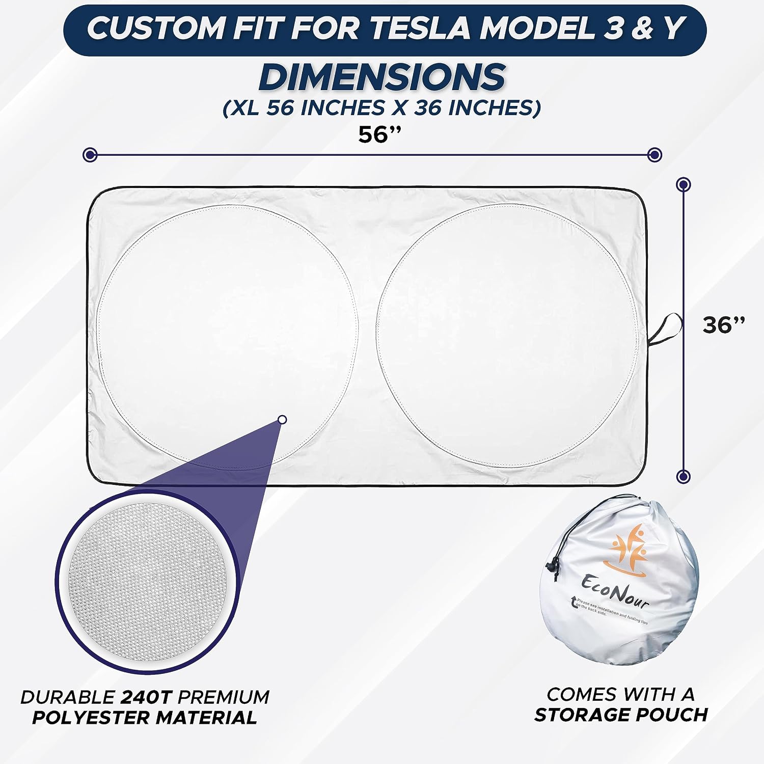 Detalle de EcoNour Windshield Sun Shade for Tesla Model 3/Y