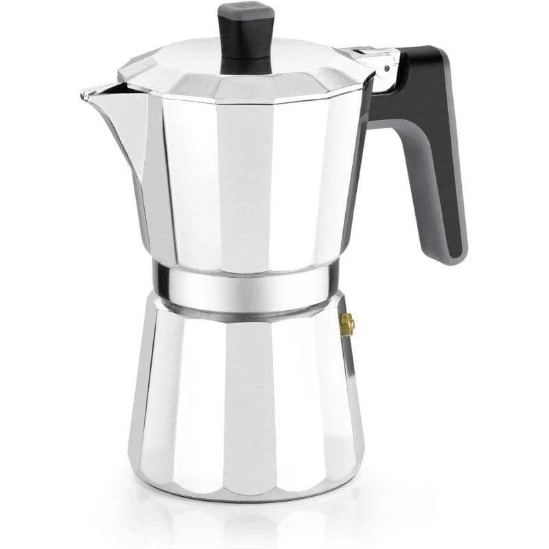 Detalle de Cafetera Italiana BRA Perfecta 9 Tazas para inducción – Aluminio Mate