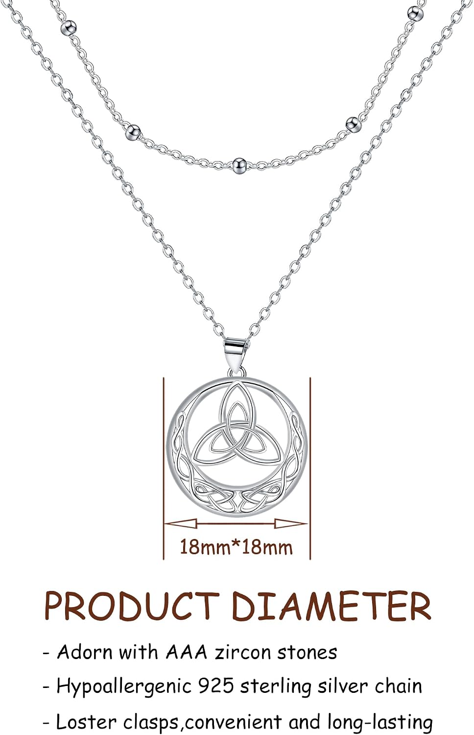 Detalle de Collier pour femme en argent sterling 925 J.MUEN – pendentif nœud de sorcière, chaîne 45 + 5 cm avec boîte cadeau