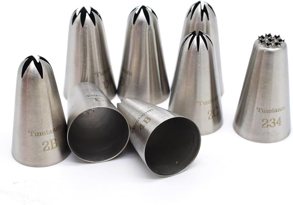 Thumbnail 6 de 8 Pack Large Piping Tips – Seamless Stainless Steel Icing Piping Nozzle Tip Set for Cake Decorating