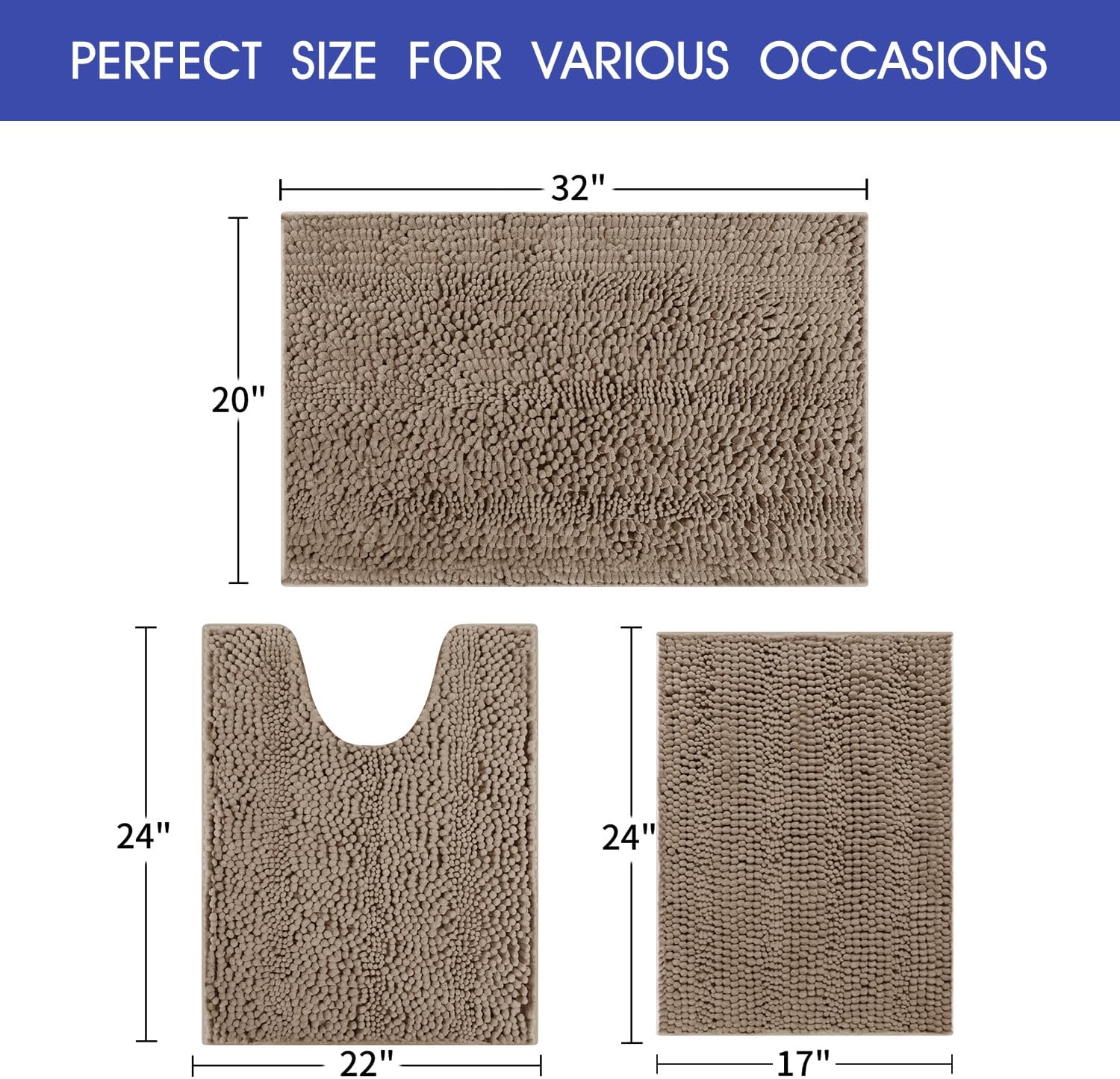 Detalle 2 de ACCUMTEK Striped Ultra Soft Bath Mats Set of 3