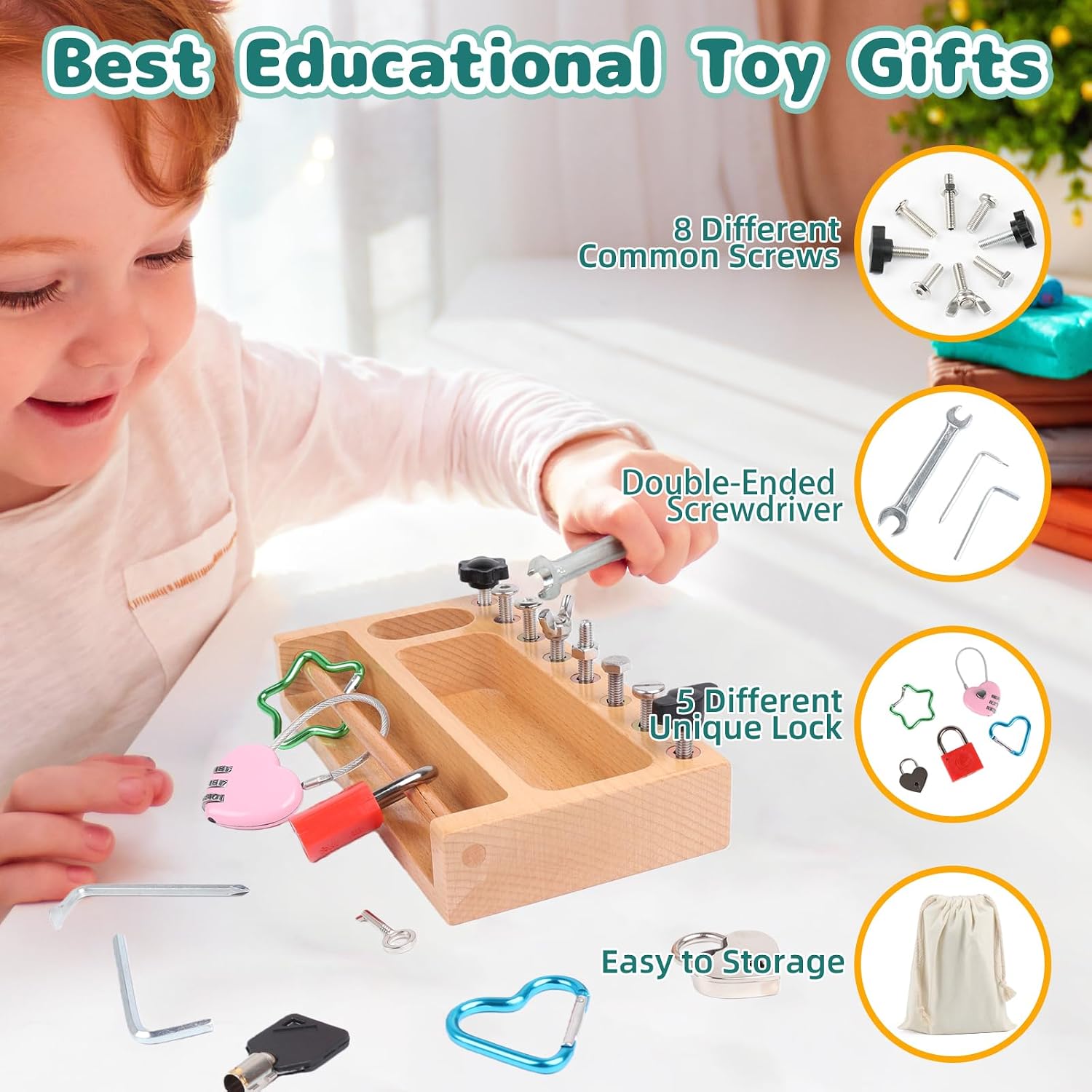 Thumbnail 1 de TOUHKAN Wooden Busy Board, Beech Wood