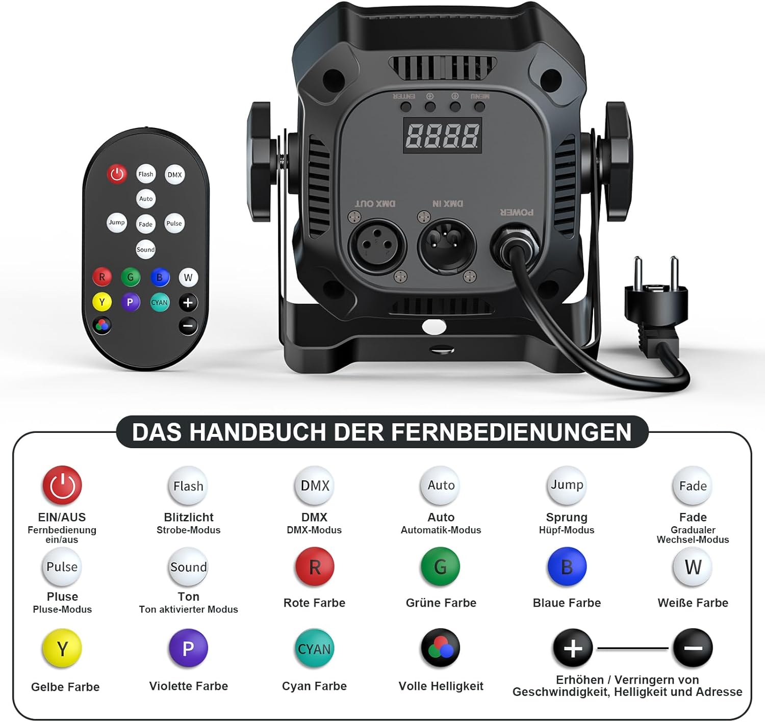 Thumbnail 5 de Rtktoup 4PCS RGBW LED Par Scheinwerfer – 40W DMX 4/8CH, Fernbedienung, tragbar, Partylicht für DJ Bühne Bar Hochzeit