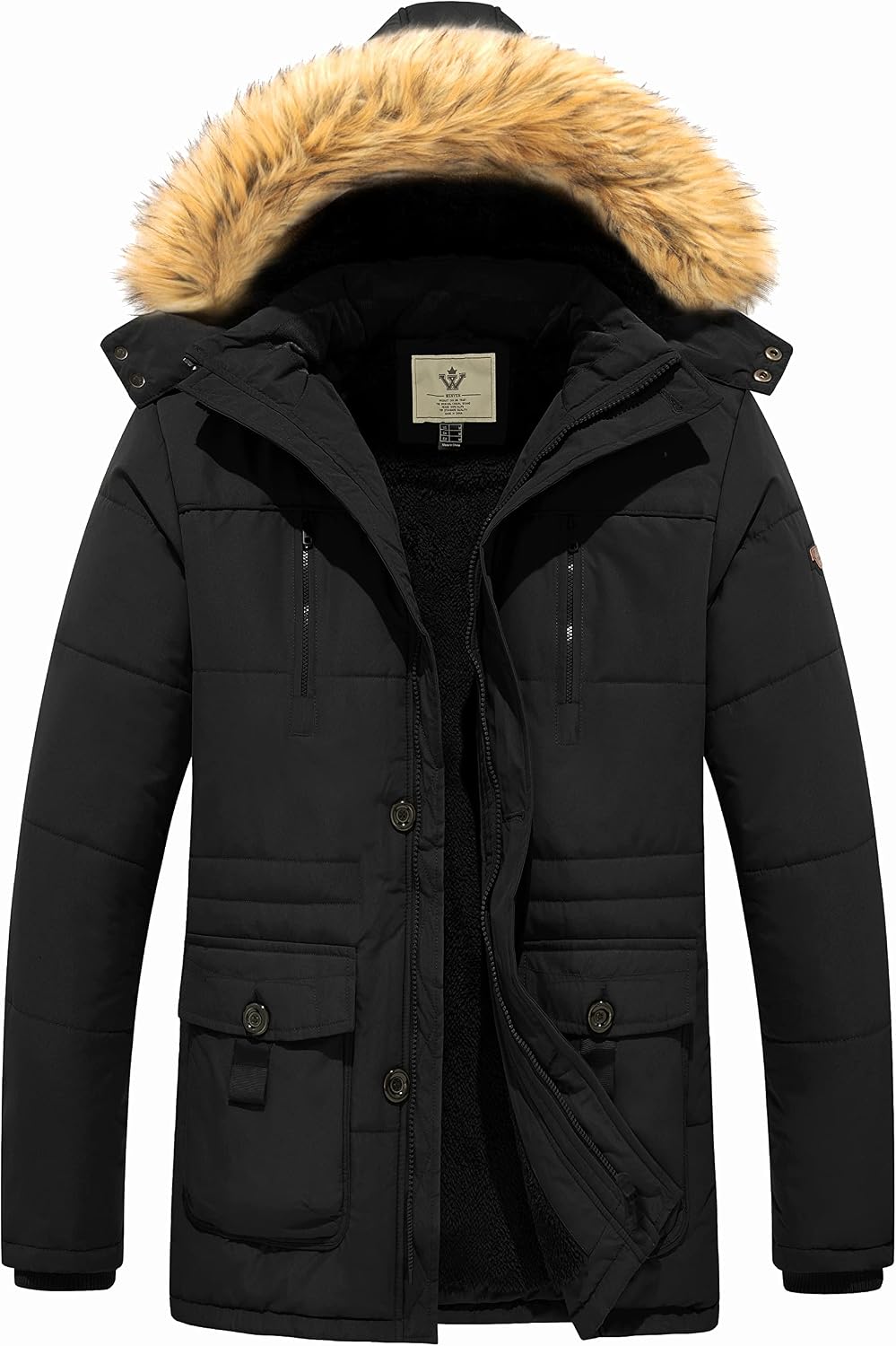 Detalle 2 de WenVen Fleece Windbreaker Parka with Removable Hood
