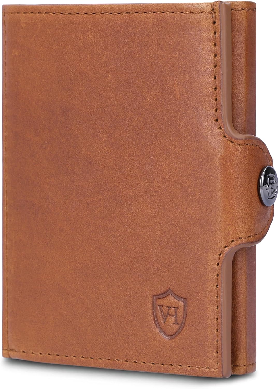Detalle de VON HEESEN Slim Wallet Cognac Waxy 9,2×7,7×2,2 cm