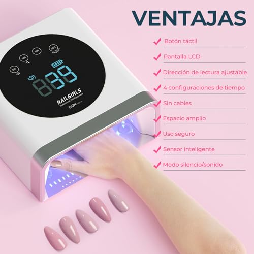 Thumbnail 8 de NAILGIRLS Lámpara LED UV recargable, secador de uñas inalámbrico de 150 W para gel y esmalte regular, secador LED de gel de curado de esmalte de uñas con 4 ajustes de temporizador, sensor automático ﻿