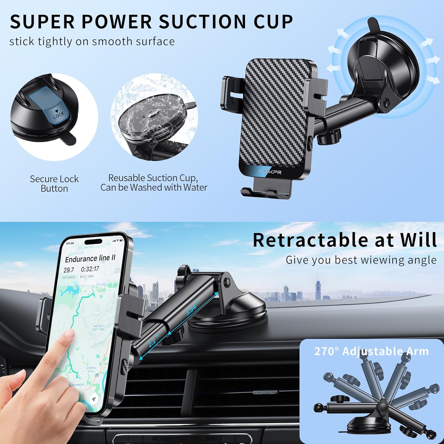 Thumbnail 4 de MOKPR Wireless Car Charger (15W) with Automatic Clamping Holder for iPhone & Galaxy