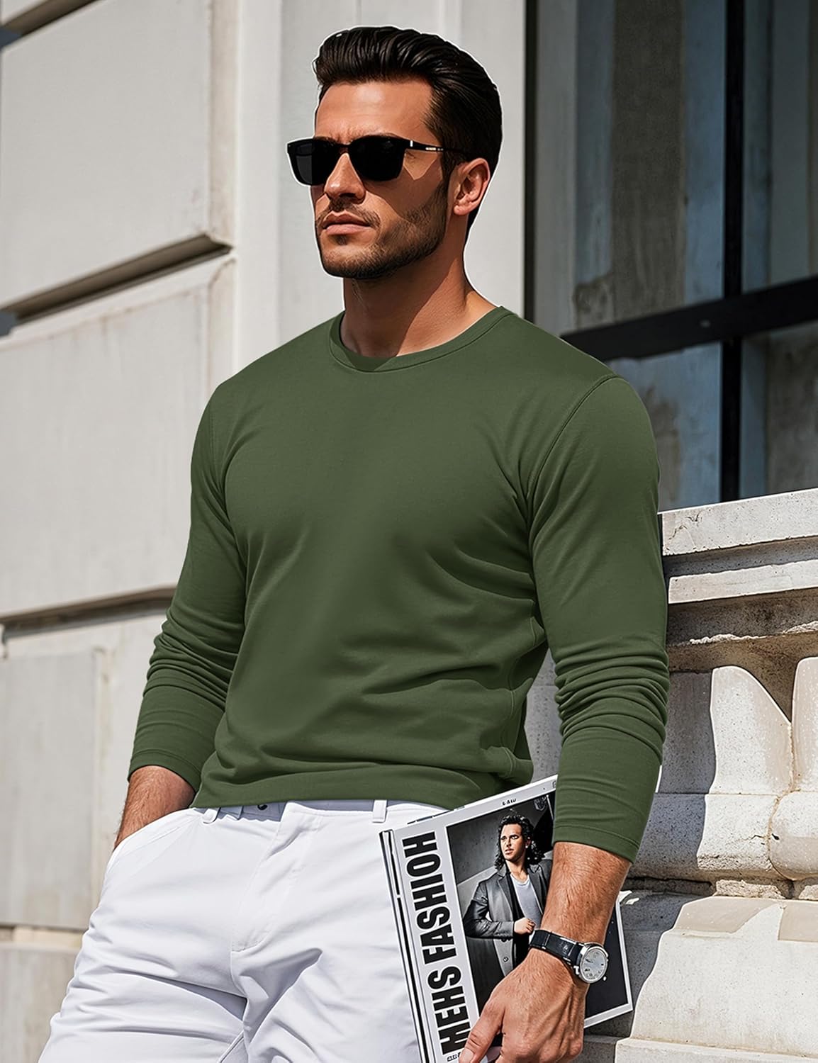 Thumbnail 2 de MAGCOMSEN felpa da uomo con scollo rotondo (crew neck) in cotone per tempo libero e sport quotidiano
