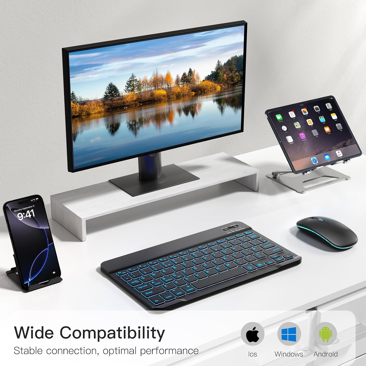 Detalle 2 de Vobafe Bluetooth keyboard and mouse set UK layout